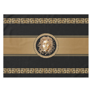 Toalha De Mesa Tablecloth Dourada e Preta do Luxury Medusa
