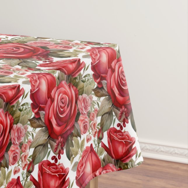 Toalha De Mesa Tablecloth Elegante Rosa vermelha (Posição Original)