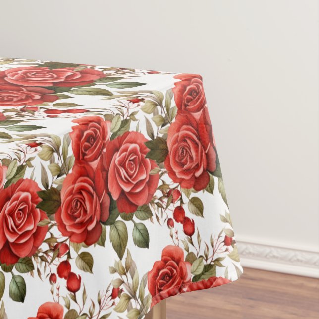 Toalha De Mesa Tablecloth Elegante Rosa vermelha (Posição Original)