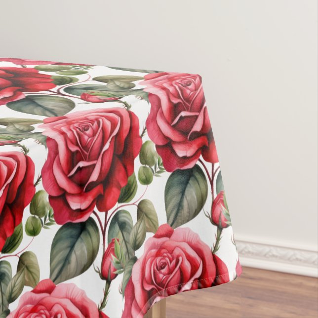 Toalha De Mesa Tablecloth Elegante Rosa vermelha (Posição Original)