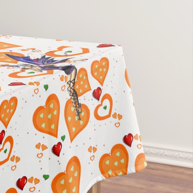 Toalha De Mesa Tablecloth Fairy Orange Hearts (Posição Original)