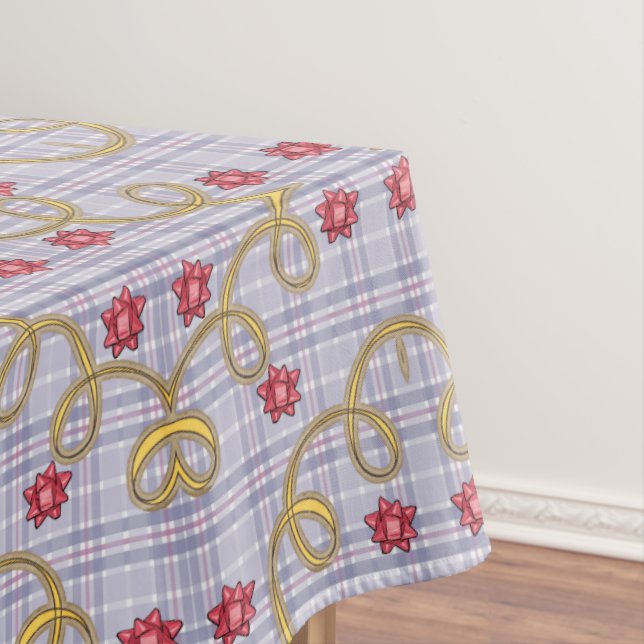 Toalha De Mesa Tablecloth, Feliz Natal Arcos Vermelhos Xadrezes (Posição Original)