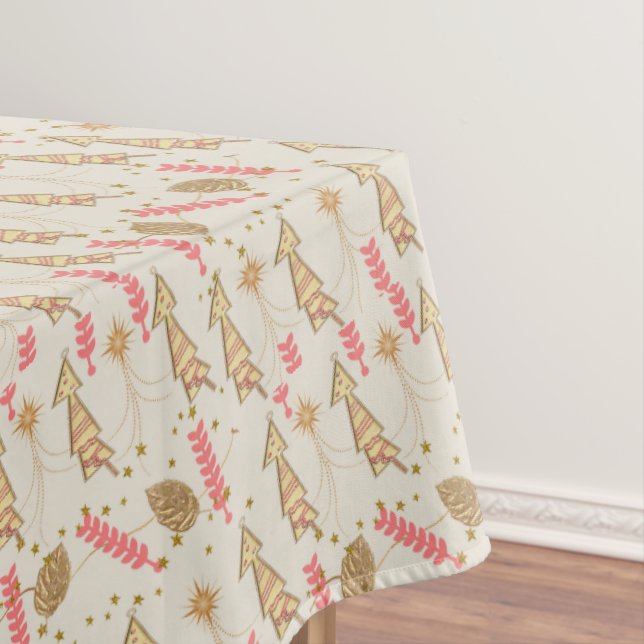 Toalha De Mesa Tablecloth, Feliz Natal Dourado Beige (Posição Original)