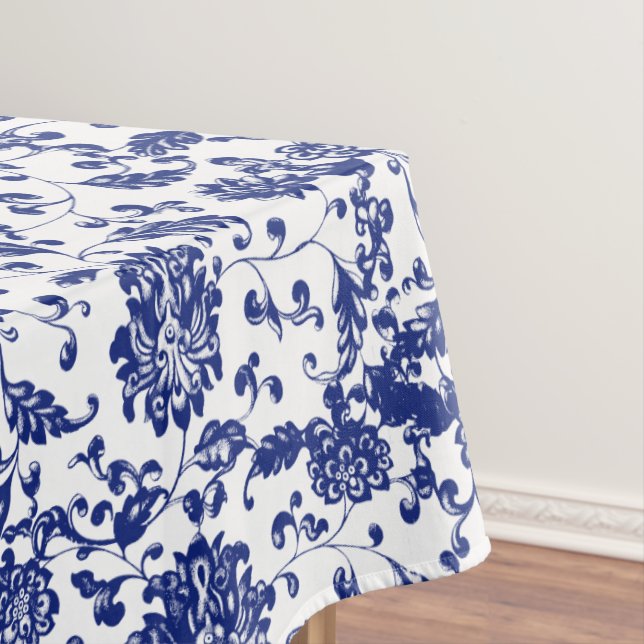 Toalha De Mesa Tablecloth floral azul (Posição Original)
