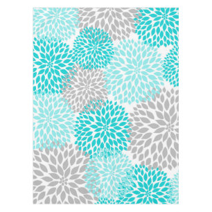 Toalha De Mesa Tablecloth floral cinzento de turquesa moderna,