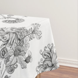 Toalha De Mesa tablecloth floral preto e branco