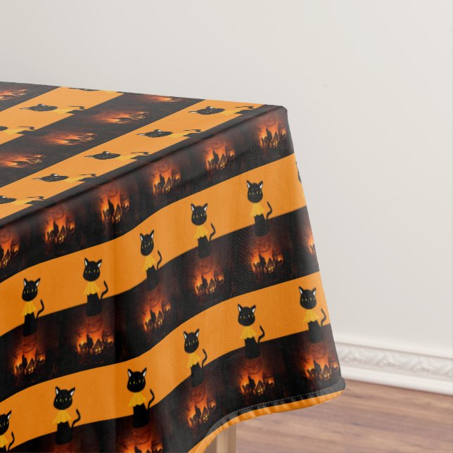 Toalha De Mesa Tablecloth Halloween, Gato Negro (Posição Original)