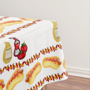 Toalha De Mesa Tablecloth Hotdog Ketchup Comida de mostarda