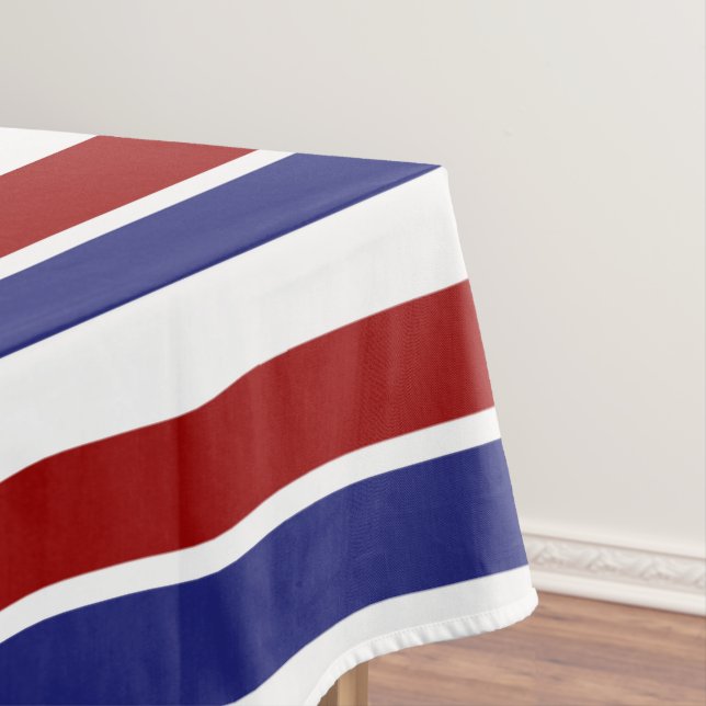 Toalha De Mesa Tablecloth listrado branco e azul vermelho (Posição Original)