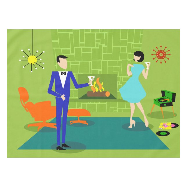 Toalha De Mesa Tablecloth moderno do casal do meio século (Frente (Horizontal))