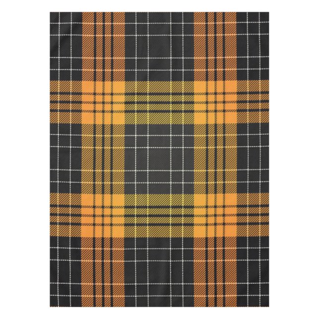 Toalha De Mesa Tablecloth Orange Xadrez de Halloween Preto (Frente)