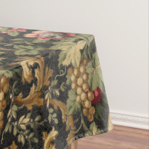 Toalha De Mesa Tablecloth Padrão de Flores e Uvas de Fruta Vintag