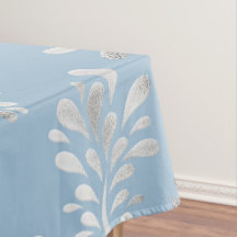 Tablecloth Padrão Moderno Azul Claro e Prateado
