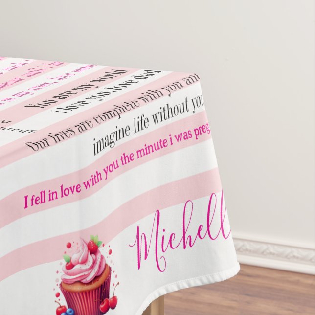 Toalha De Mesa Tablecloth Pink & White Stripe Happy Birthday  (Posição Original)