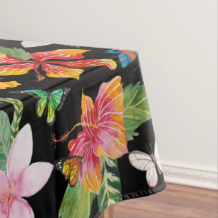 Toalha De Mesa Tablecloth preto das flores tropicais