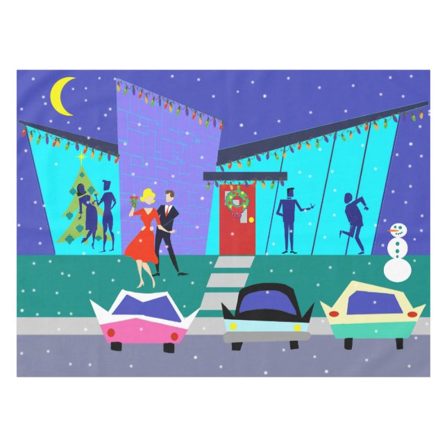 Toalha De Mesa Tablecloth retro do partido dos desenhos animados (Frente (Horizontal))