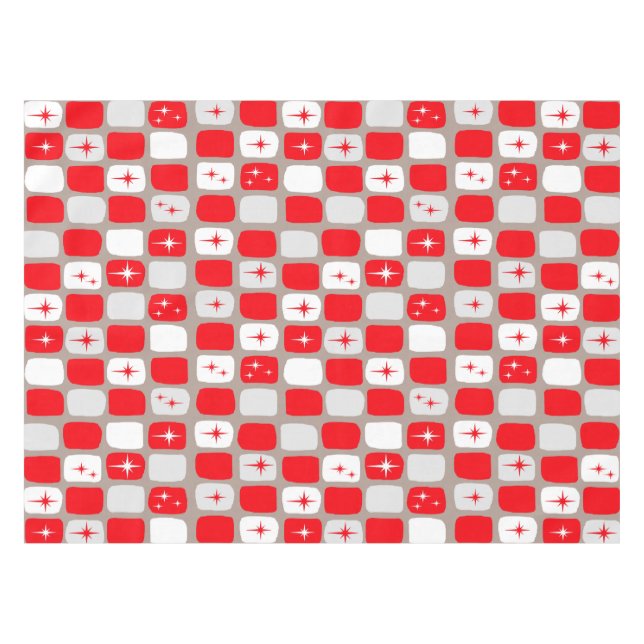 Toalha De Mesa Tablecloth Retro Red Starbursts (Frente (Horizontal))