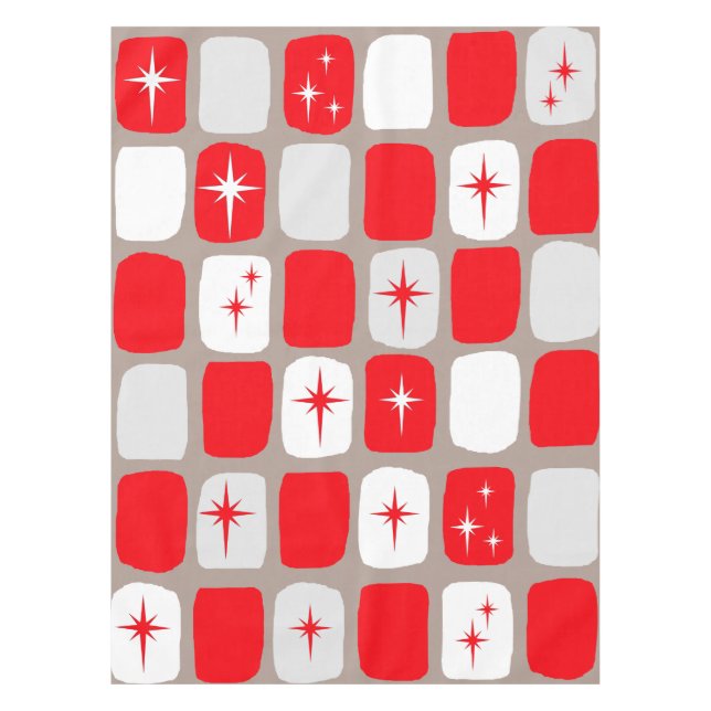 Toalha De Mesa Tablecloth Retro Red Starbursts (impressão grande) (Frente)