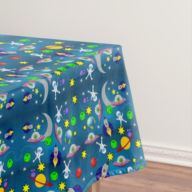Toalha De Mesa Tablecloth Spaceships Aliens Estrelas (Posição Original)