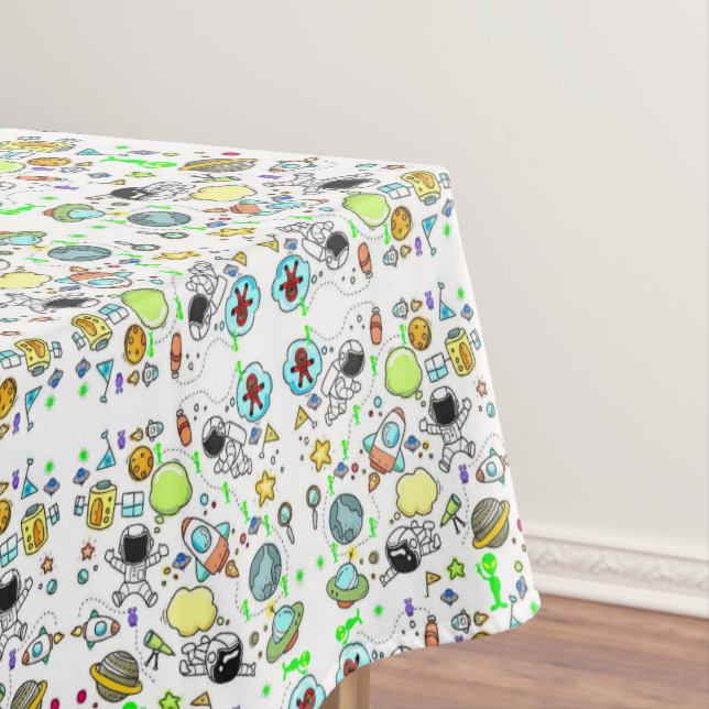 Toalha De Mesa Tablecloth Spaceships Aliens Estrelas (Posição Original)