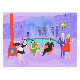 Toalha De Mesa Tablecloth tropical retro do cocktail