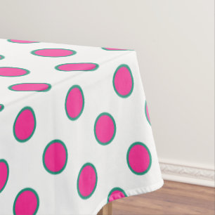 Toalha De Mesa Tablecloth verde do ponto do círculo do rosa & do