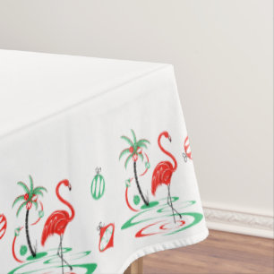 Toalha De Mesa Tablecloth vermelho da beira do flamingo do Natal