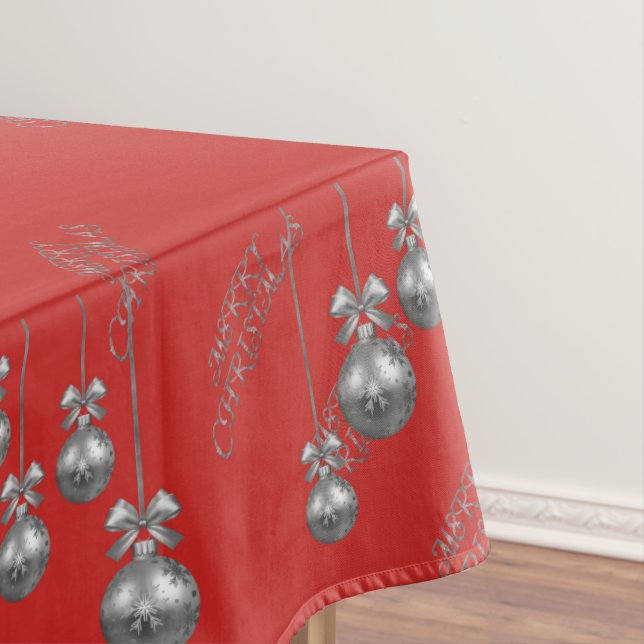 Toalha De Mesa Tablecloth vermelho do Natal do design de prata do (Posição Original)