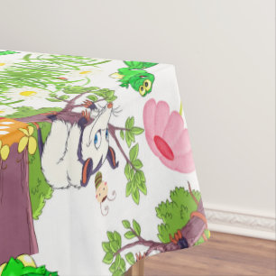 Toalha De Mesa Tablecloth White Possum Pintinhos Sapo Floral