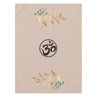 Toalha De Mesa Tablecloth with Beige Background, Golden Branches,