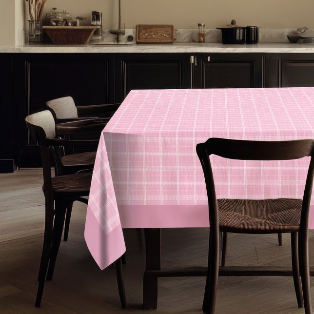 Toalha De Mesa Tablecloth Xadrez rosa modernas casas dos países (Pink Plaid Tablecloth Modern Country Homes)
