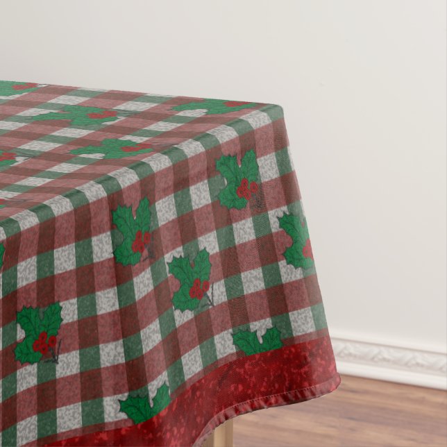 Toalha De Mesa Tablecloth Xmas Gingham 60" x 84" de 1940 (Posição Original)