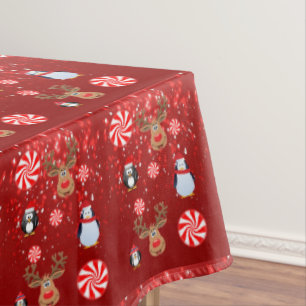 Toalha De Mesa Tableta de Natal, Feliz Natal, Pinguim