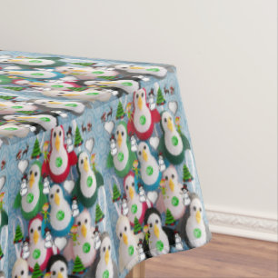 Toalha De Mesa Tableta de Natal, Feliz Natal, Pinguim