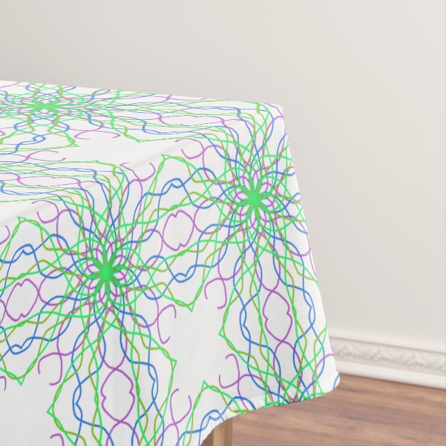 Toalha De Mesa Tablete, Caleidoscópio Verde Branco (Posição Original)