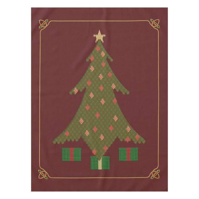 Toalha De Mesa Tablete de Natal Quilado (Frente)