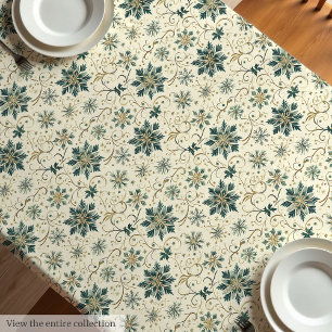 Toalha De Mesa Tablete de vintagem artística com detalhes de aqua