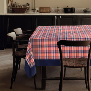 Toalha De Mesa Tablete de Xadrez do Marinho do coral, elegante e