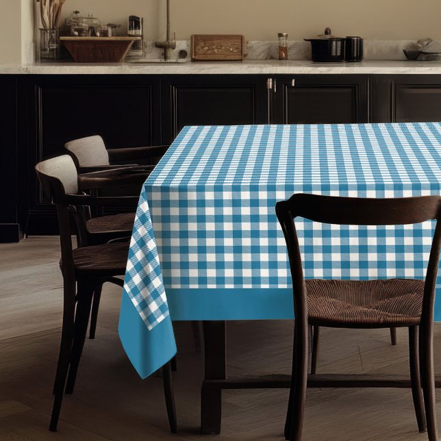 Toalha De Mesa Tablete eterno de Xadrez Azul para Refeições Pront (Timeless Blue Plaid Tablecloth for Cozy Meals)