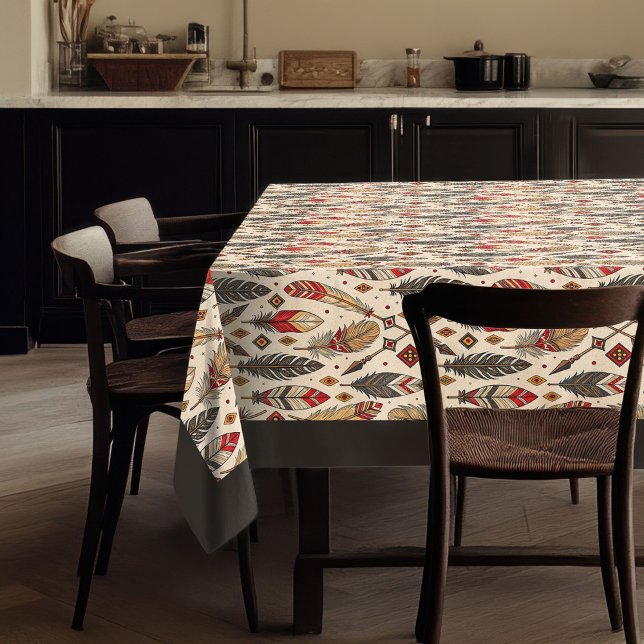 Toalha De Mesa Tablete Étnico com Feather e Srow Motif (Ethnic Tablecloth with Feather and Arrow Motif)