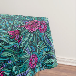 Toalha De Mesa Tablete Floral Contemporâneo Negrito