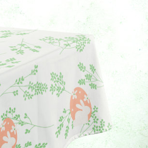 Toalha De Mesa Tablete Floral de Coelho da Páscoa - Branco e Verd