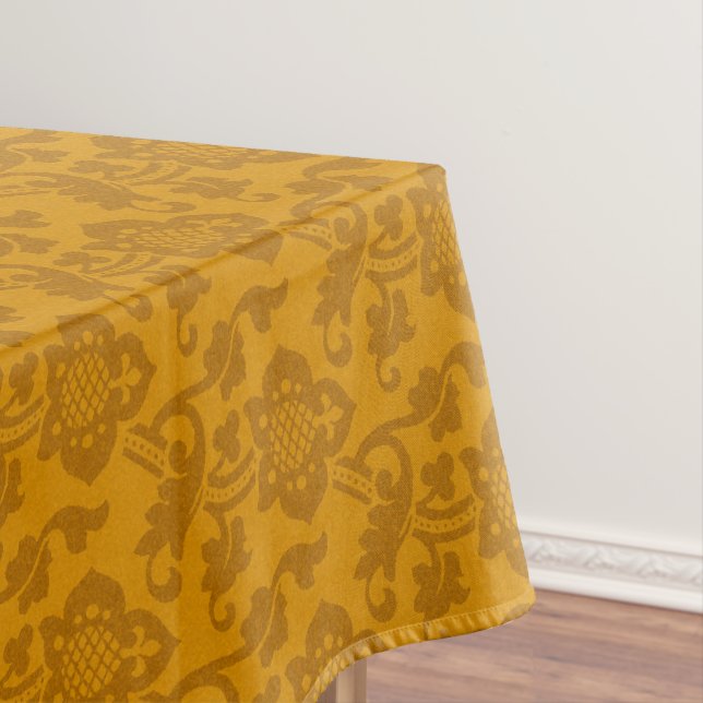 Toalha De Mesa Tablete Floral Medieval Laranja, 52"x70" (Posição Original)