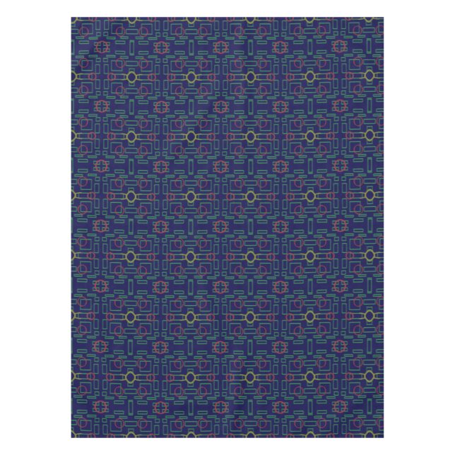 Toalha De Mesa Tablete Geométrico Azul Escuro (Frente)