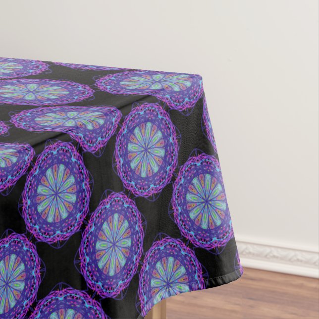Toalha De Mesa Tablete, Inspiração Roxa Caleidoscópio Flor (Posição Original)