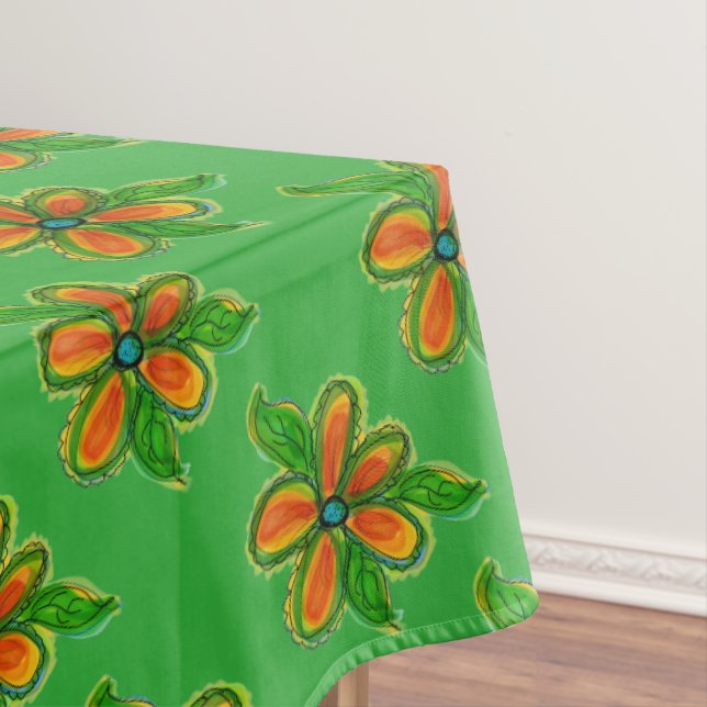 Toalha De Mesa Tablete Laranja Colorida Flor (Posição Original)