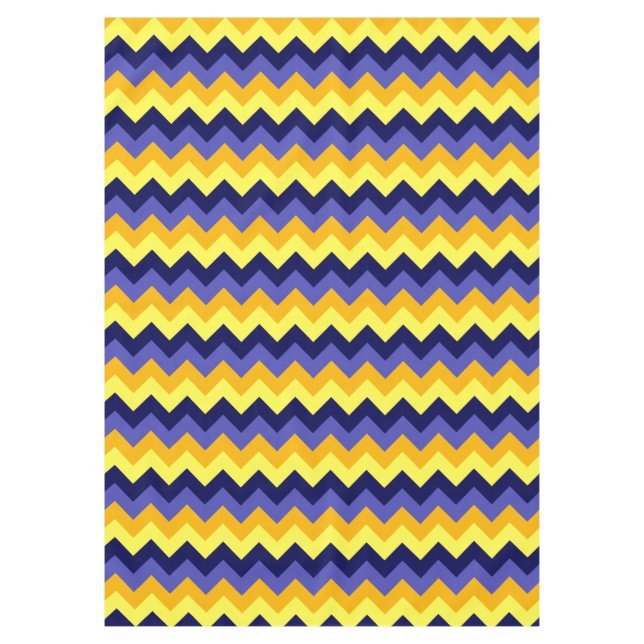 Toalha De Mesa Tablete Média de Chevrons Dourados Amarelo Azul (Frente)