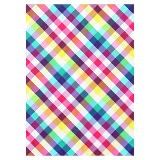 Toalha De Mesa Tablete Média do Padrão de Xadrez Arco-Íris Funky (Frente)