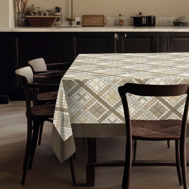 Toalha De Mesa Tablete Neutro de Boho com Padrões de Linha Modern (Boho Neutral Tablecloth with Modern Line Patterns)