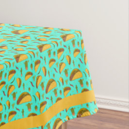 Toalha De Mesa Tacos mexicanos azuis e laranja e Cozinha de Cactu